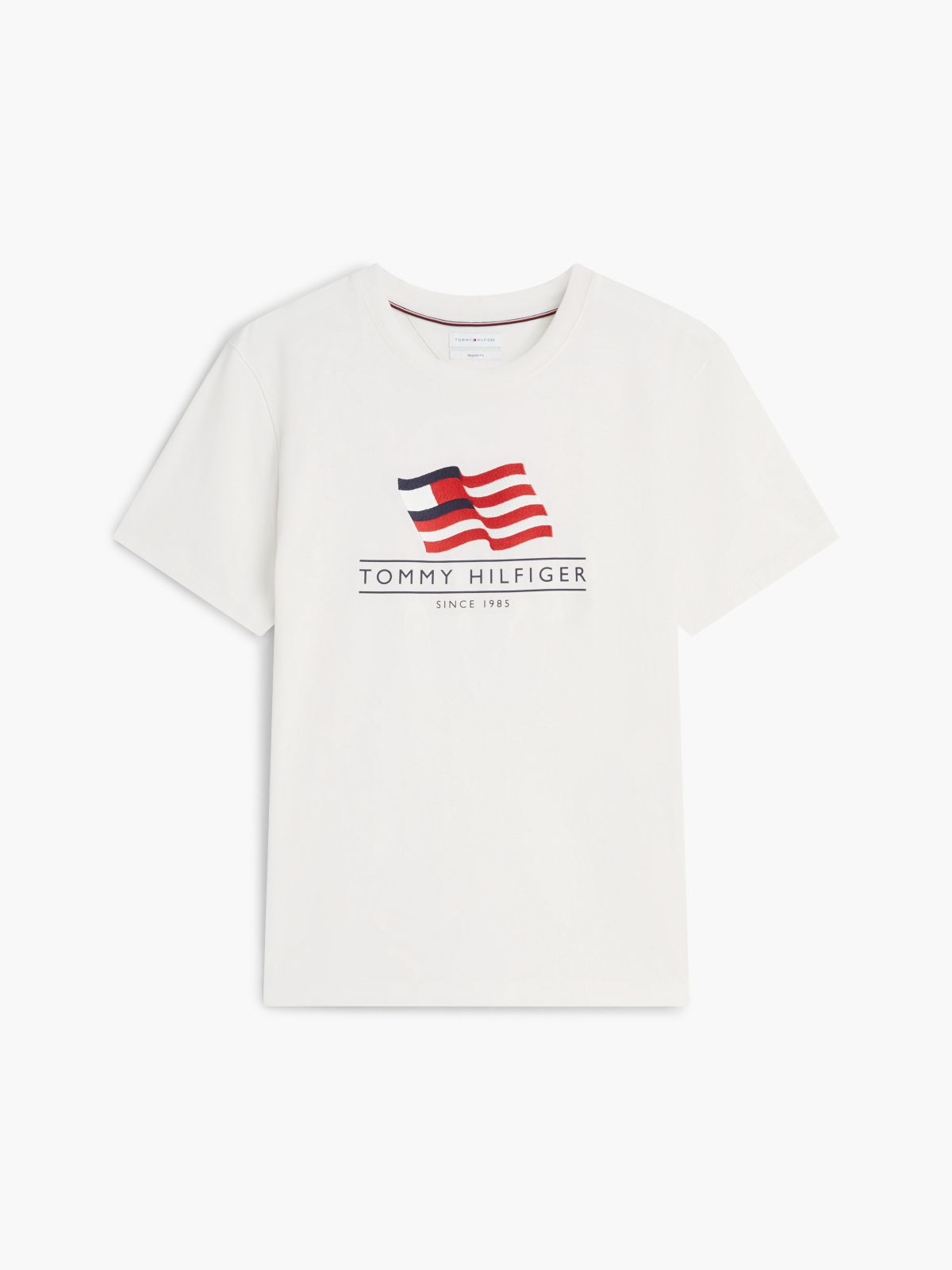Wavy Flag Appliqué Jersey T-Shirt — Beige
