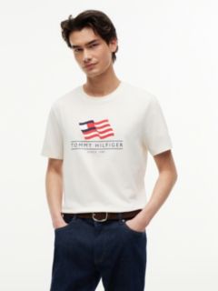 Wavy Flag Appliqué Jersey T-Shirt — Beige 1