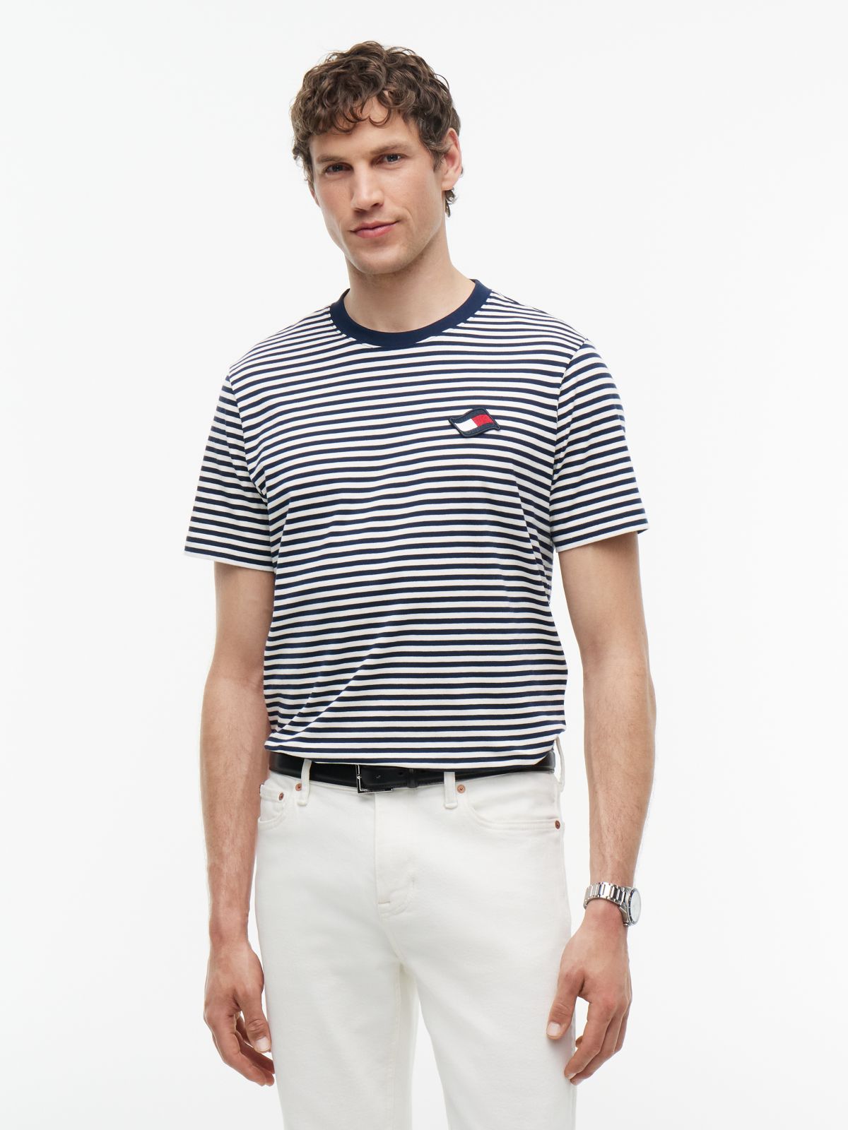 Wavy Flag Patch Stripe T-Shirt — Multi