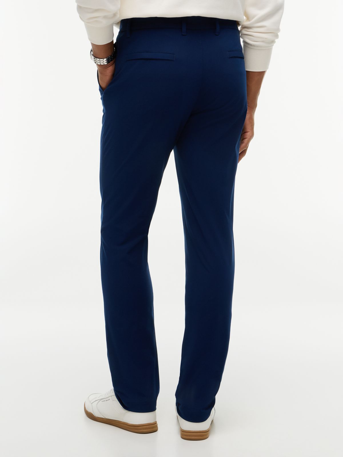 Denton Slim Straight Performance Tech Knit Chinos — Blue