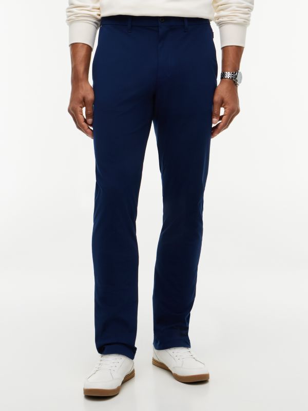 Denton Slim Straight Performance Tech Knit Chinos — Blue