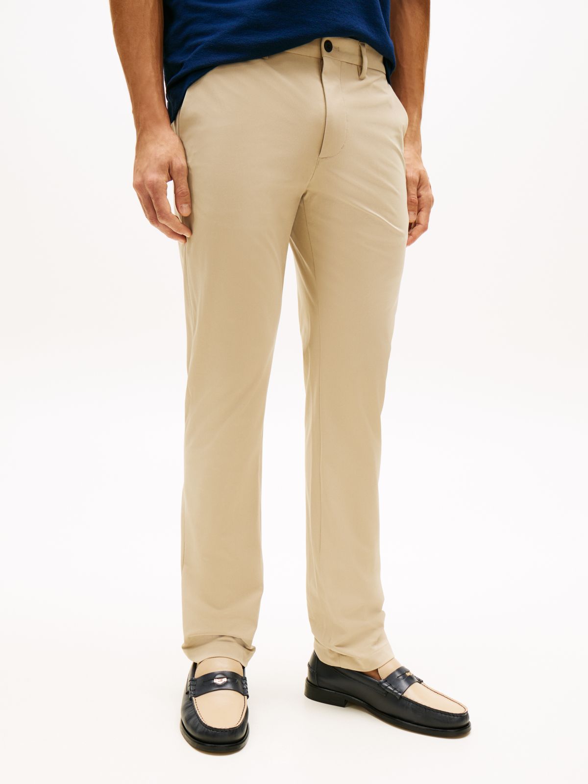 Denton Slim Straight Performance Tech Knit Chinos — Khaki