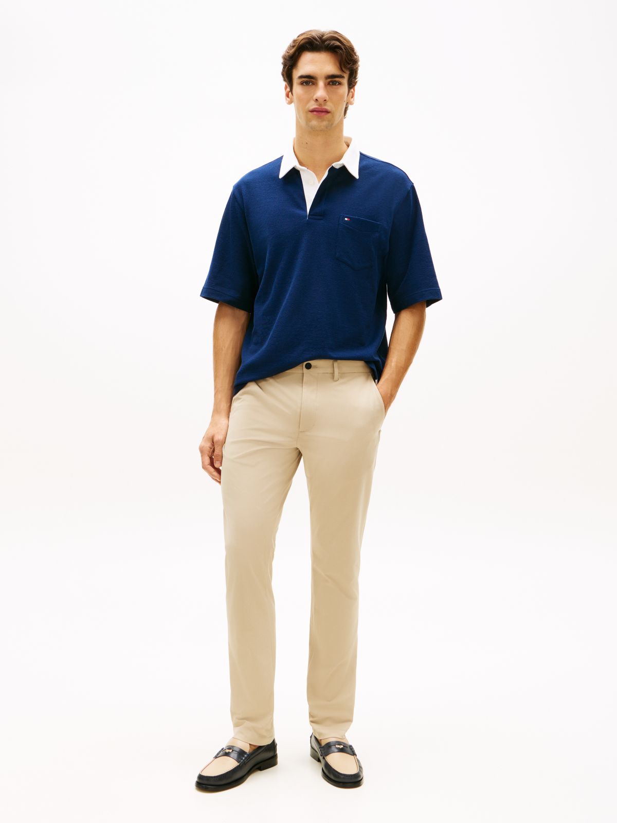 Denton Slim Straight Performance Tech Knit Chinos — Khaki