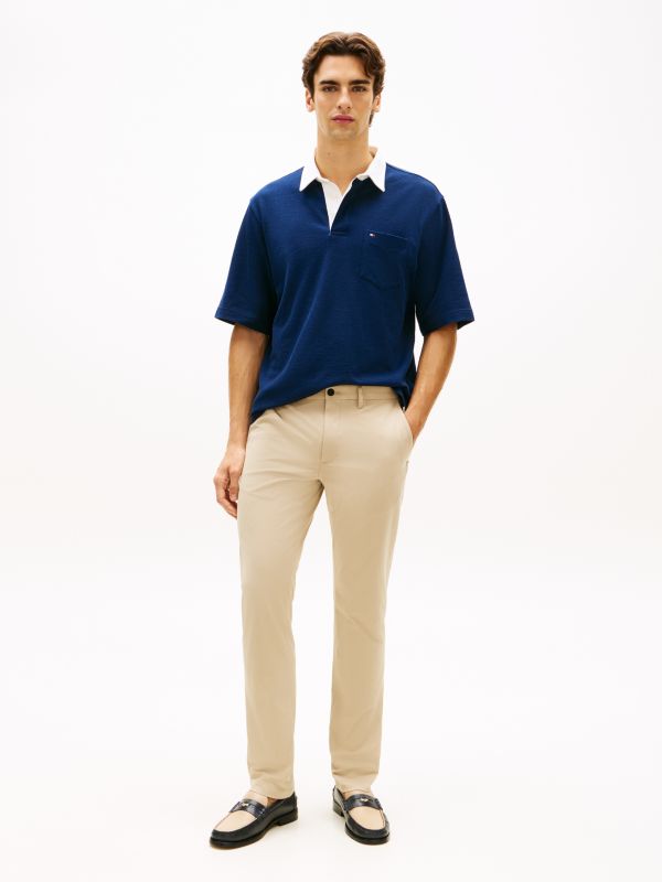 Denton Slim Straight Performance Tech Knit Chinos — Khaki