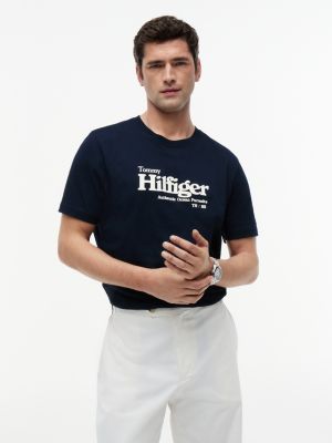 t-shirt en jersey à logo imprimé blue pour hommes tommy hilfiger
