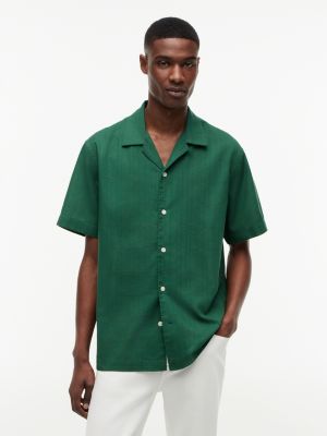 green relaxed fit overhemd met klassieke ruit en korte mouwen voor heren - tommy hilfiger
