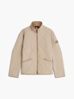 Diamond Quilted Zip-Thru Jacket — Beige 6
