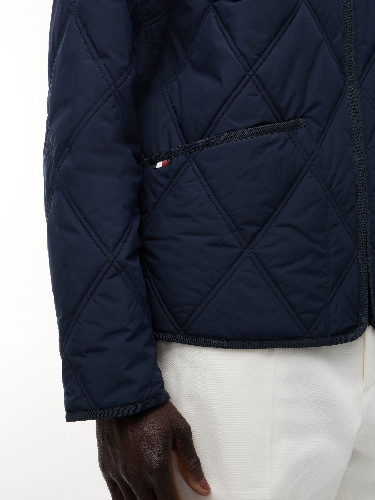 Diamond Quilted Zip-Thru Jacket — Blue