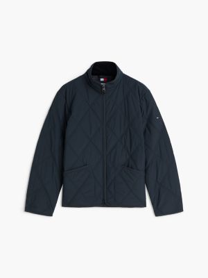 blue diamond quilted zip-thru jacket for men tommy hilfiger