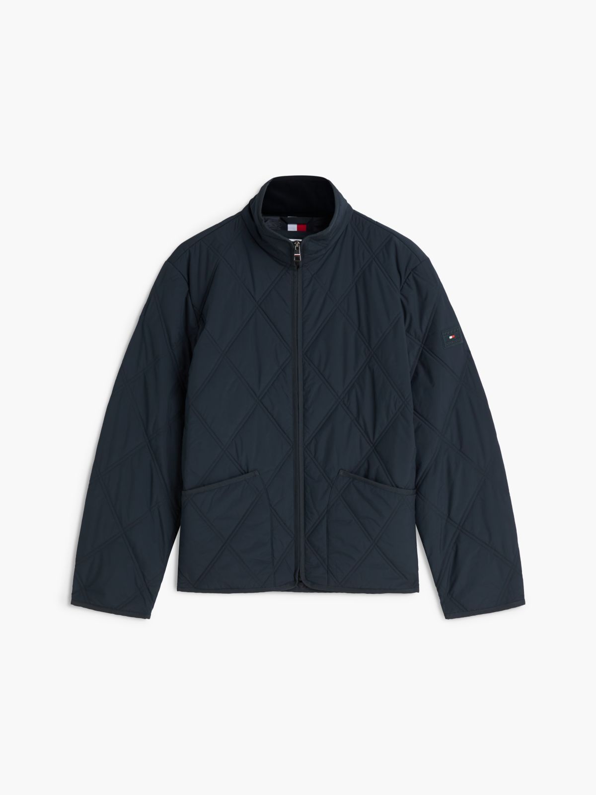 Diamond Quilted Zip-Thru Jacket — Blue