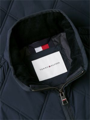 blue diamond quilted zip-thru jacket for men tommy hilfiger