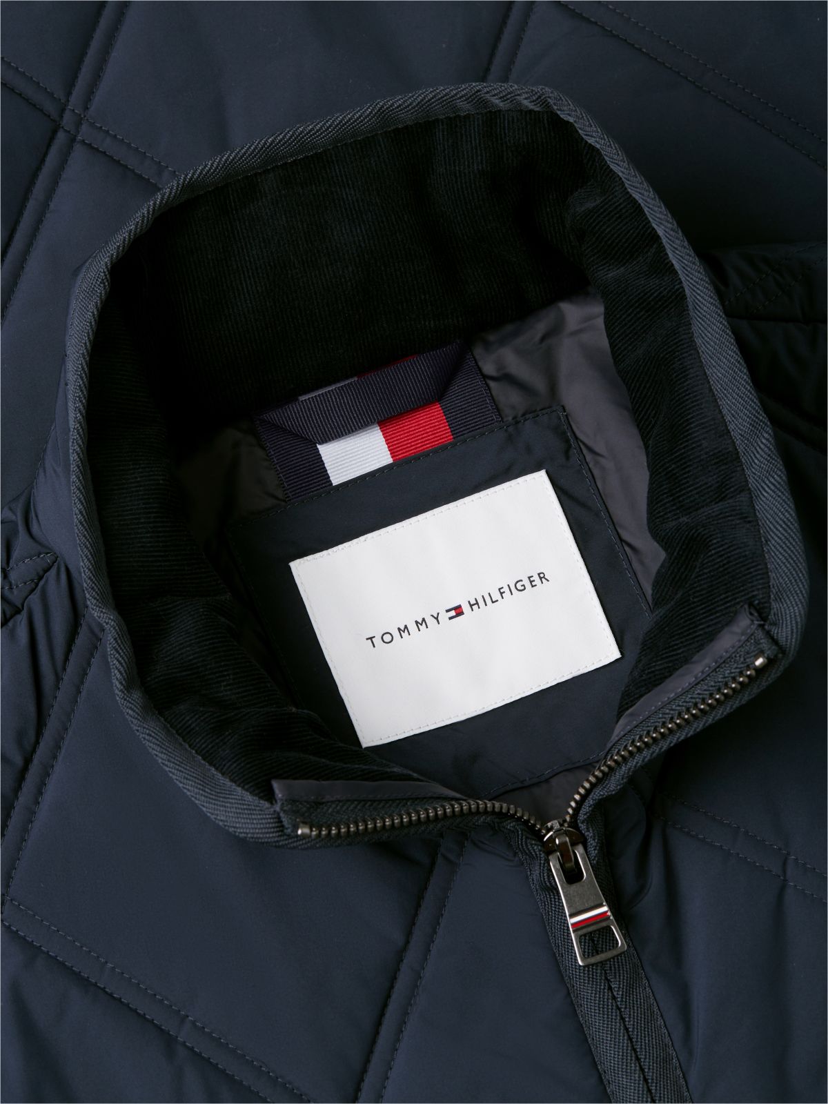 Diamond Quilted Zip-Thru Jacket — Blue