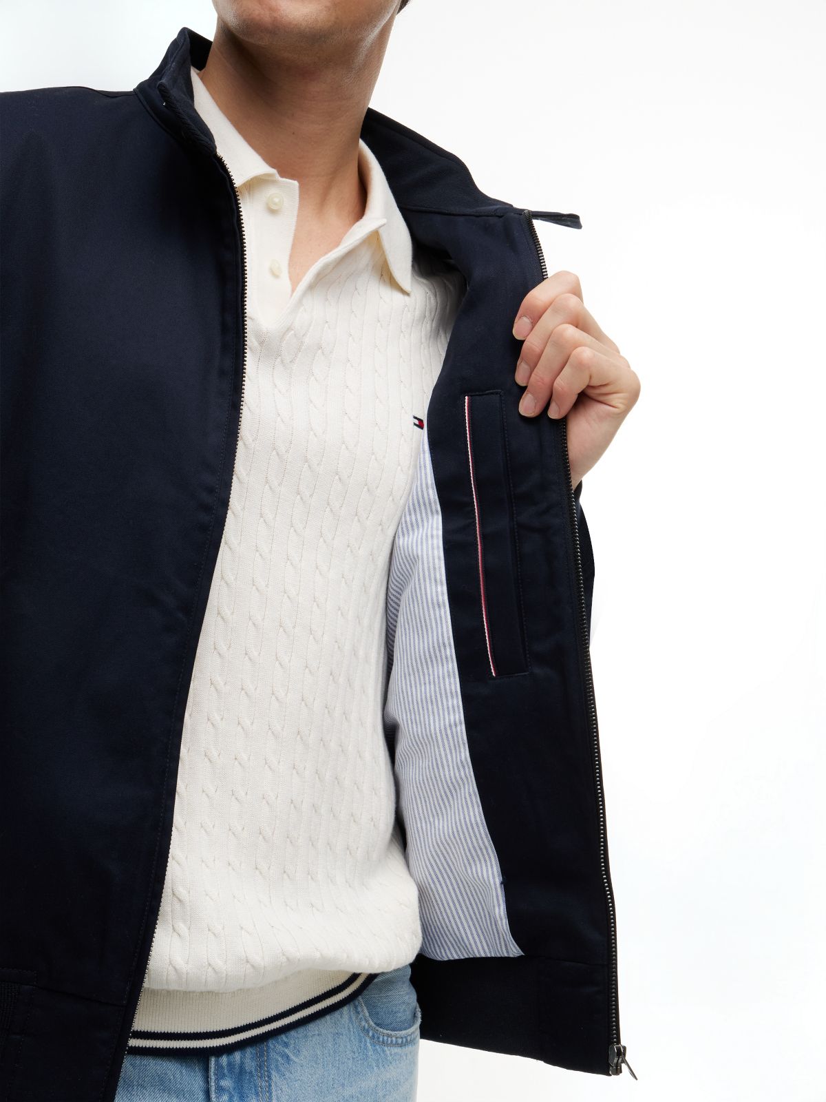 Twill Harrington Jacket — Blue