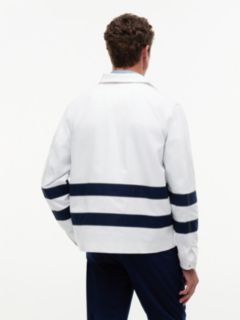Stripe Flap Pocket Collared Jacket — White 5