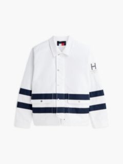 Stripe Flap Pocket Collared Jacket — White 6
