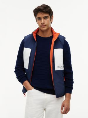 orange reversible zip-thru regatta gilet for men tommy hilfiger