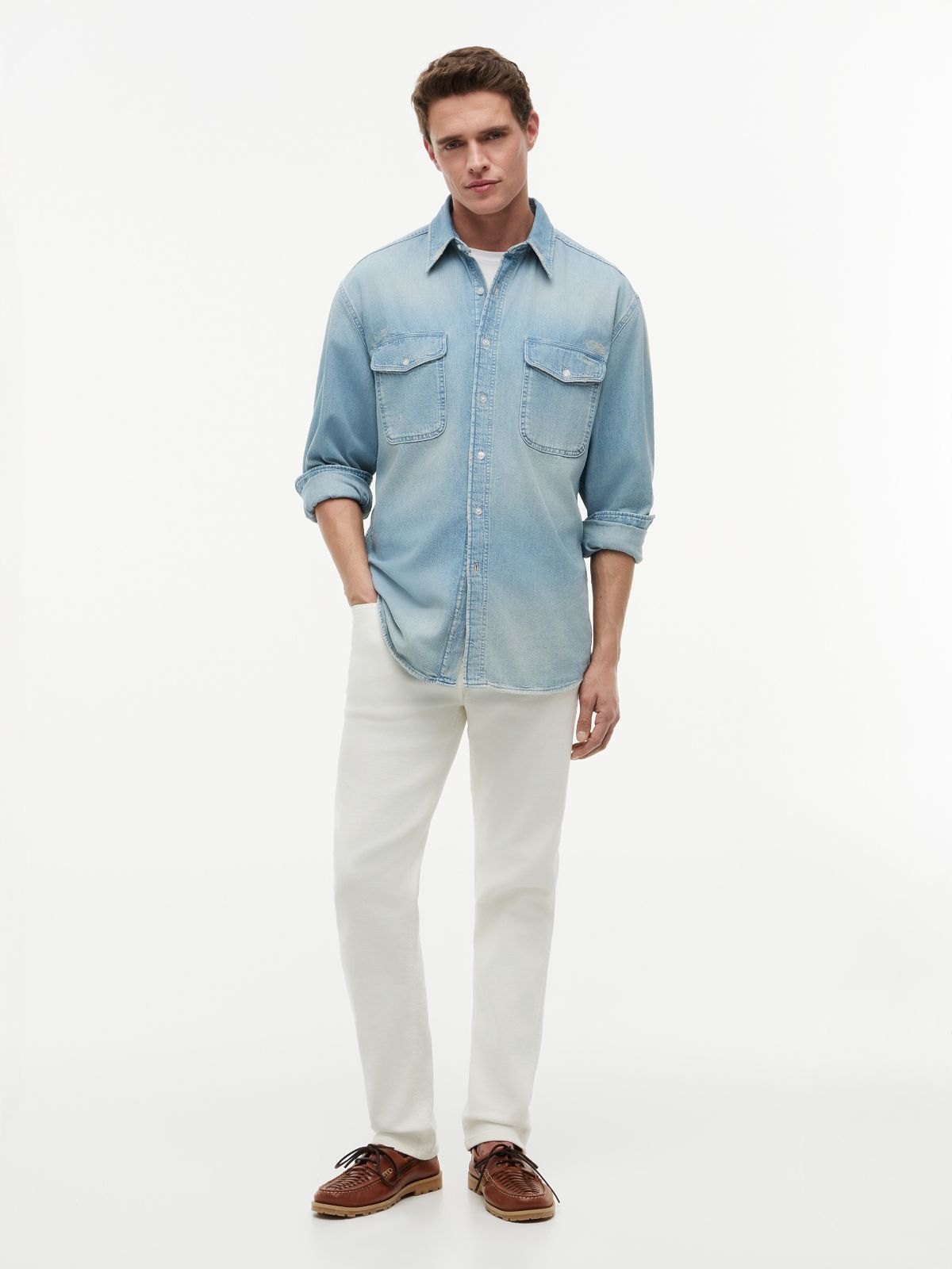Relaxed Fit Denim Shirt — Blue