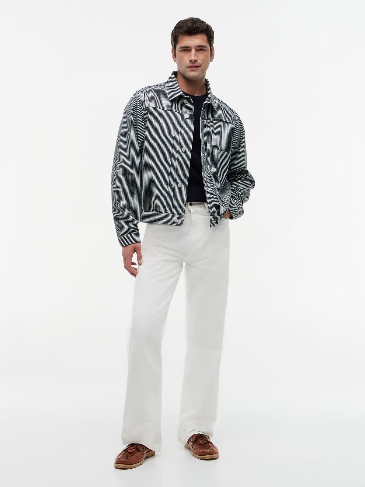 Stripe Denim Jacket — Blue