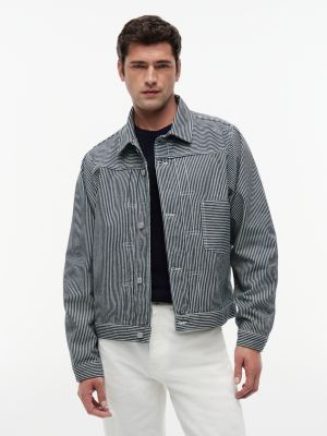 giacca in denim a righe blue da uomini tommy hilfiger