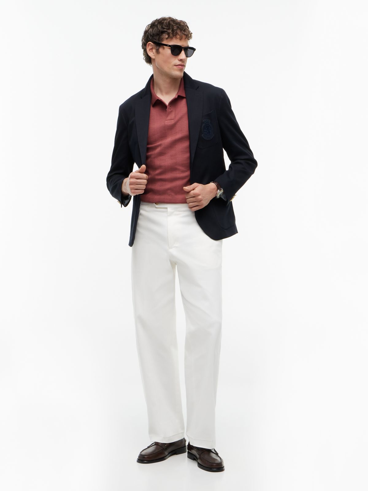 New York Label Crest Regular Fit Blazer — Blue