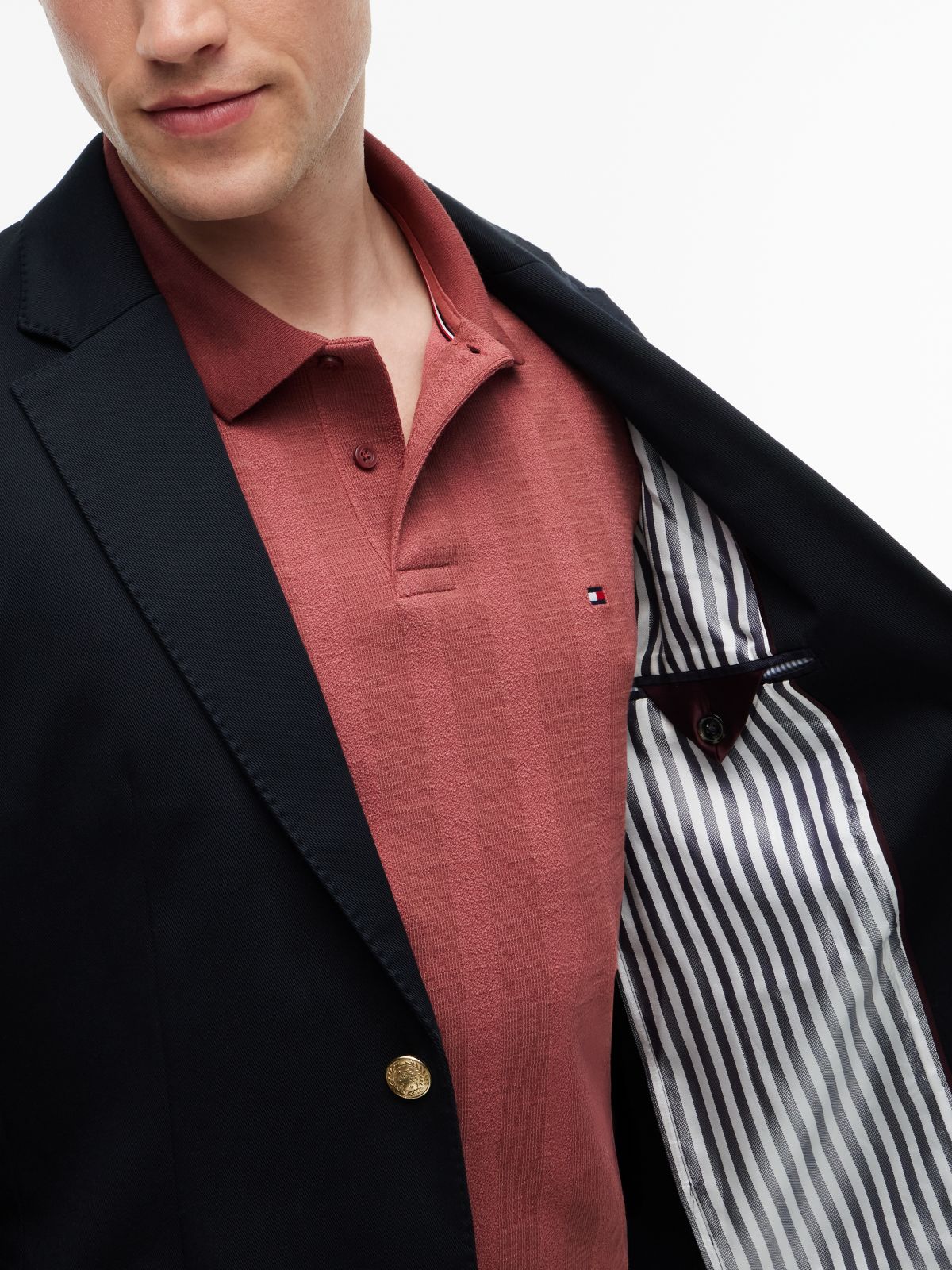 New York Label Crest Regular Fit Blazer — Blue