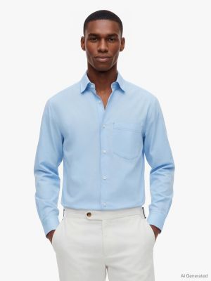 chemise décontractée new york label en popeline blue pour hommes tommy hilfiger