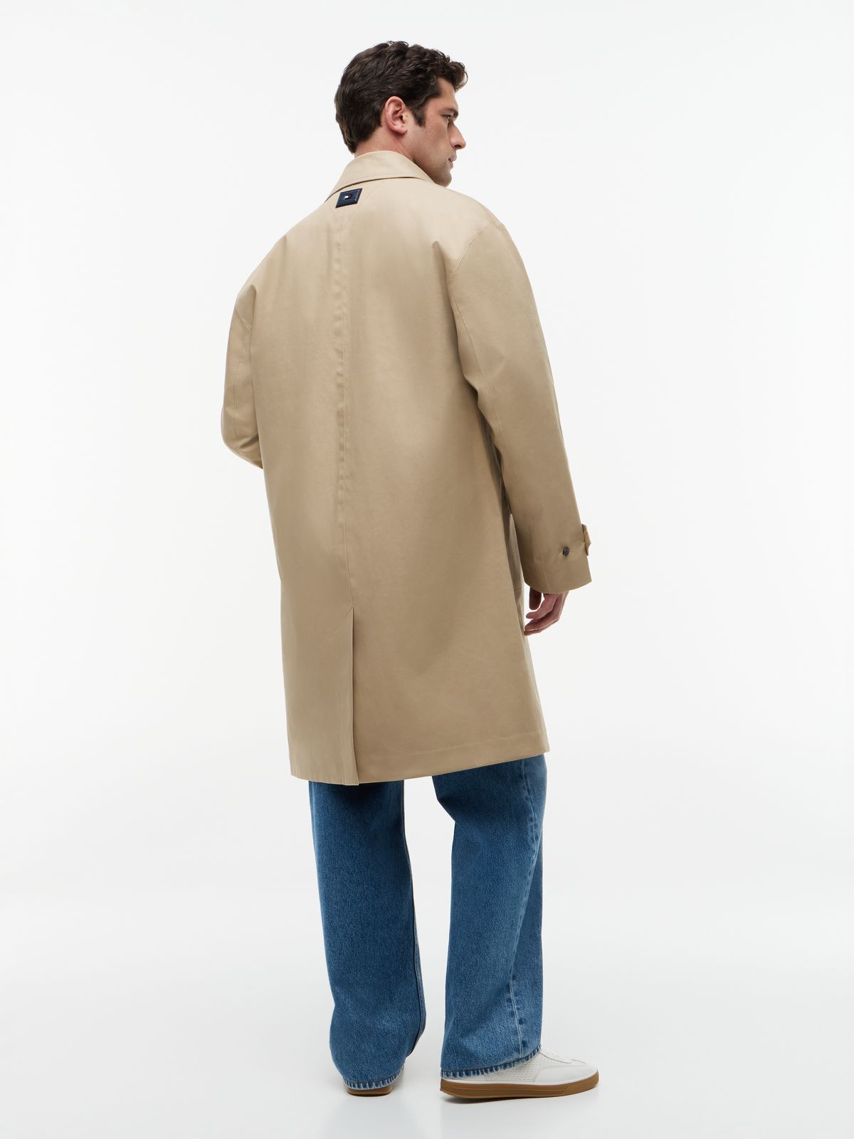 New York Label Relaxed Car Coat — Beige