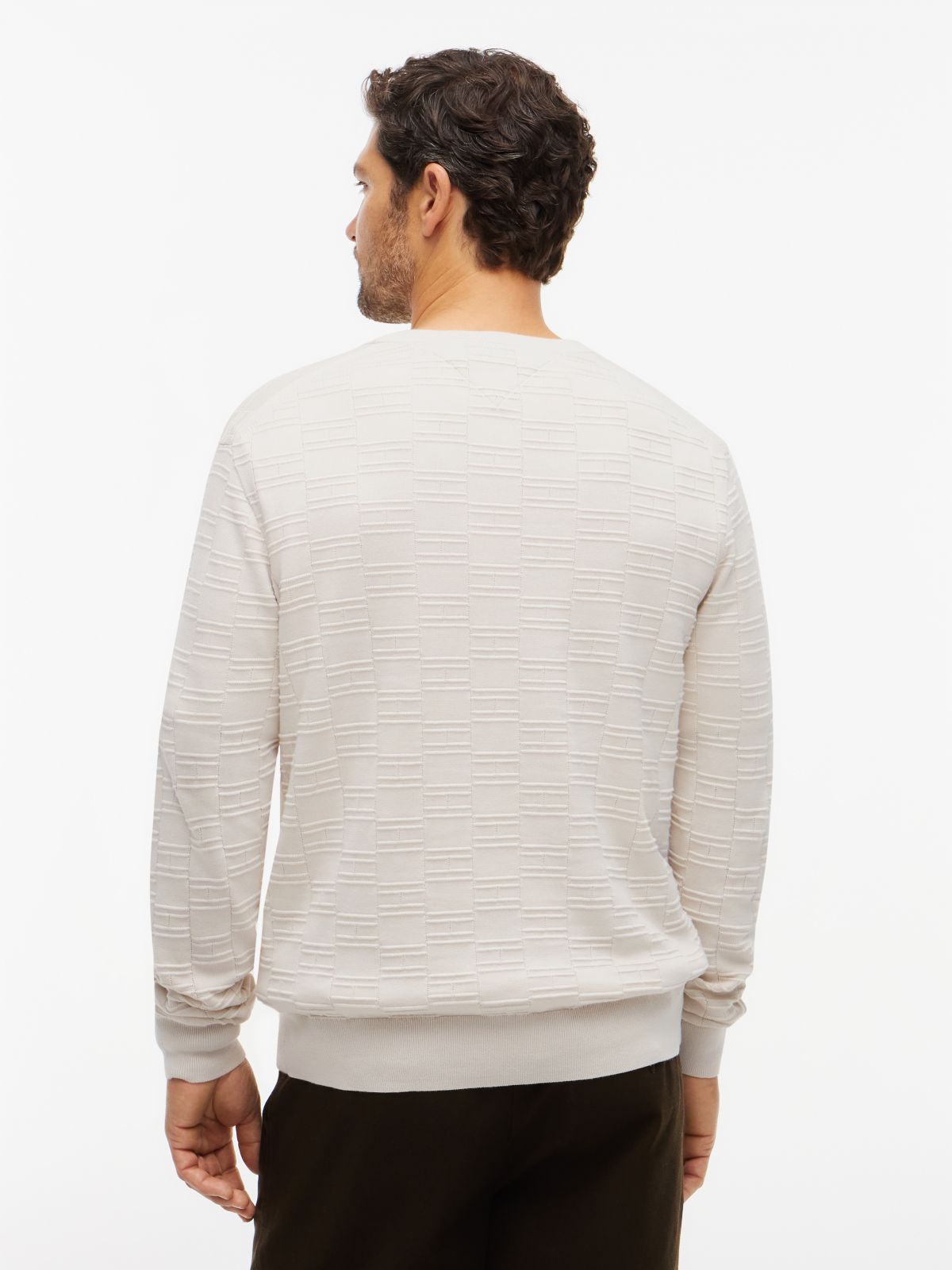 Flag Knit Crew Neck Jumper — Beige