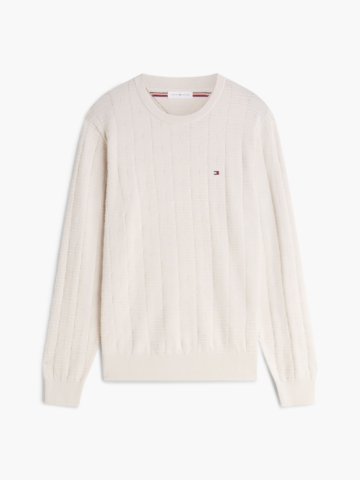 Flag Knit Crew Neck Jumper — Beige