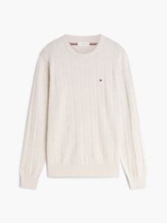 Flag Knit Crew Neck Jumper — Beige 5