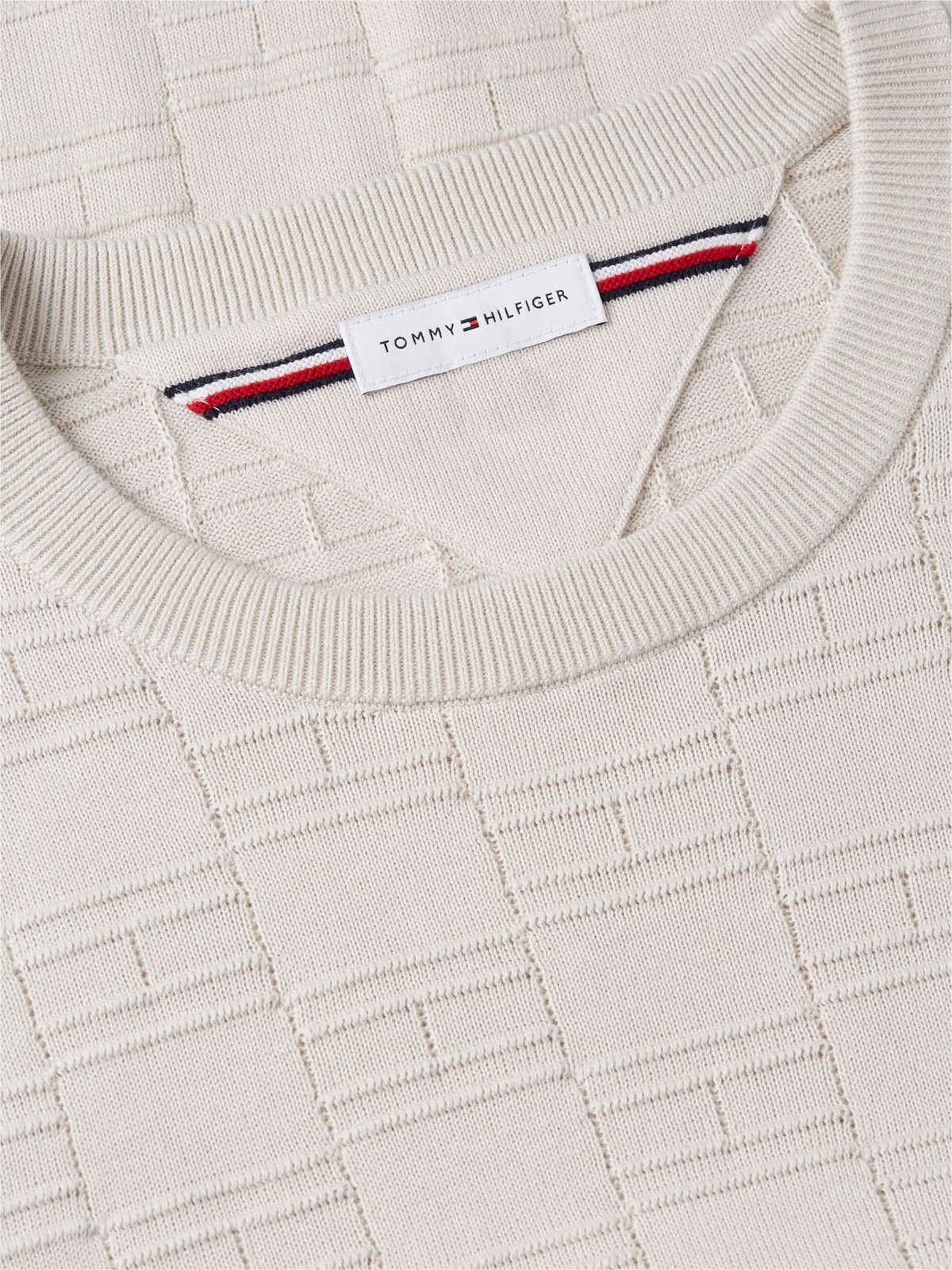 Flag Knit Crew Neck Jumper — Beige