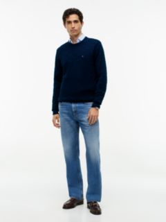 Flag Knit Crew Neck Jumper — Blue 2