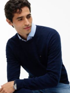 Flag Knit Crew Neck Jumper — Blue 3