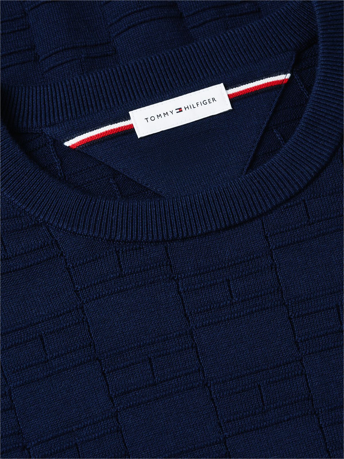 Flag Knit Crew Neck Jumper — Blue