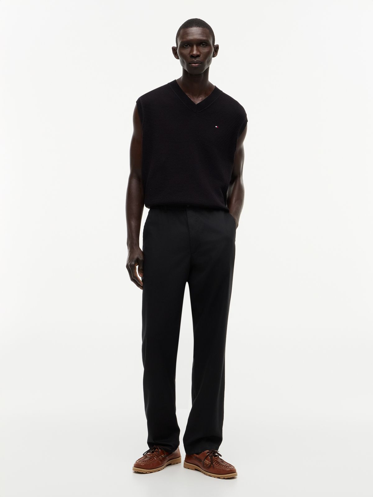 Dover Regular Straight Elasticated Lyocell Blend Chinos — Black