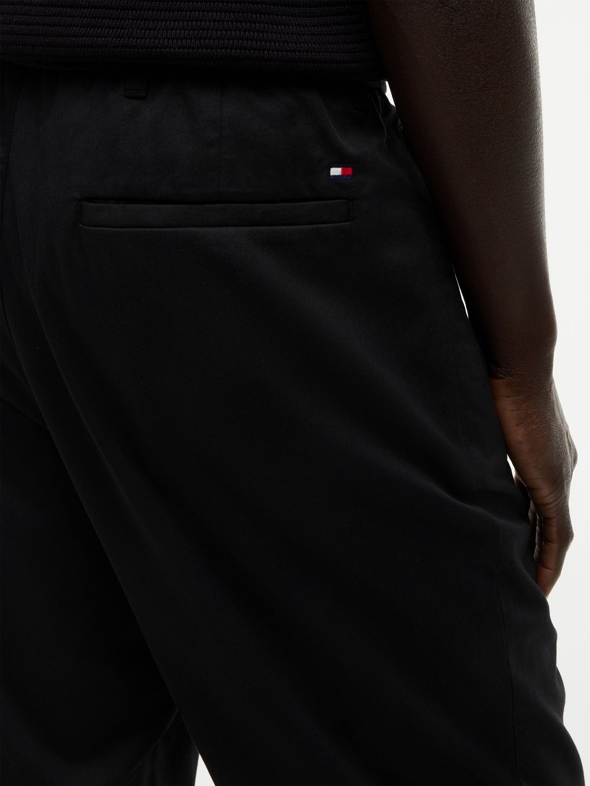 Dover Regular Straight Elasticated Lyocell Blend Chinos — Black