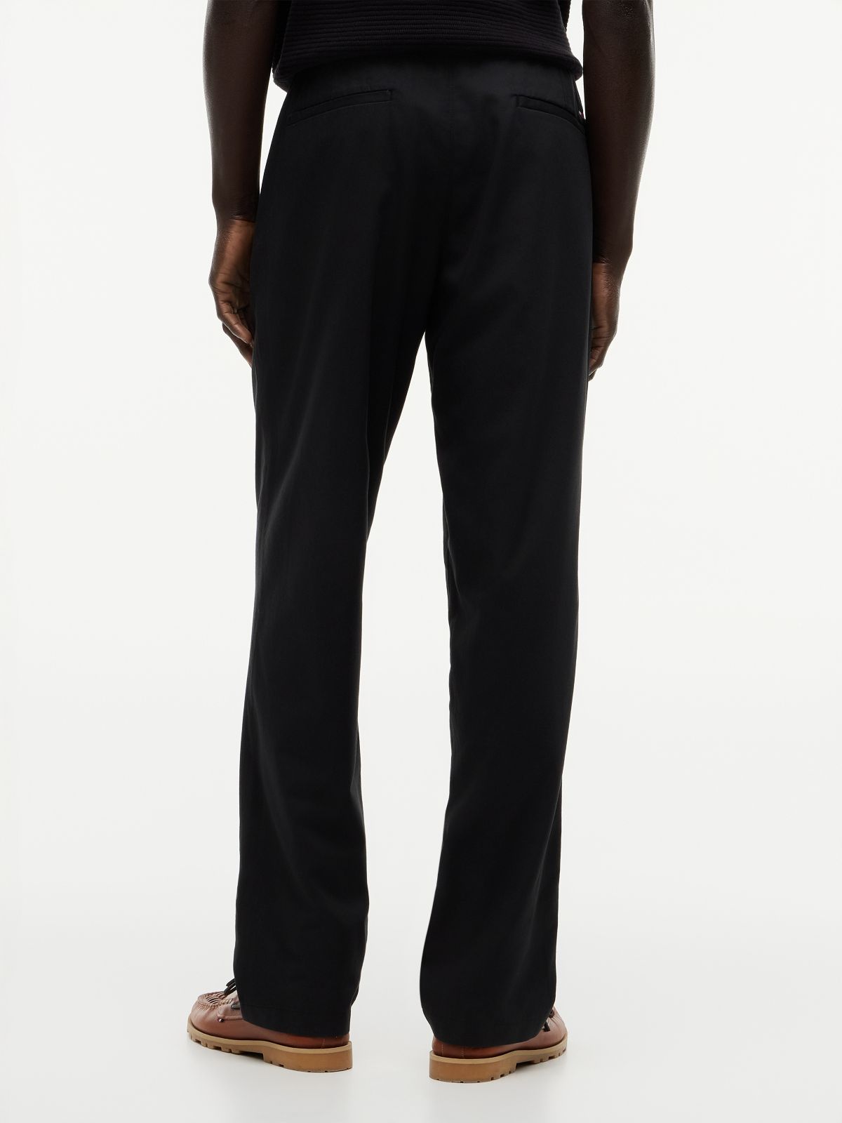Dover Regular Straight Elasticated Lyocell Blend Chinos — Black