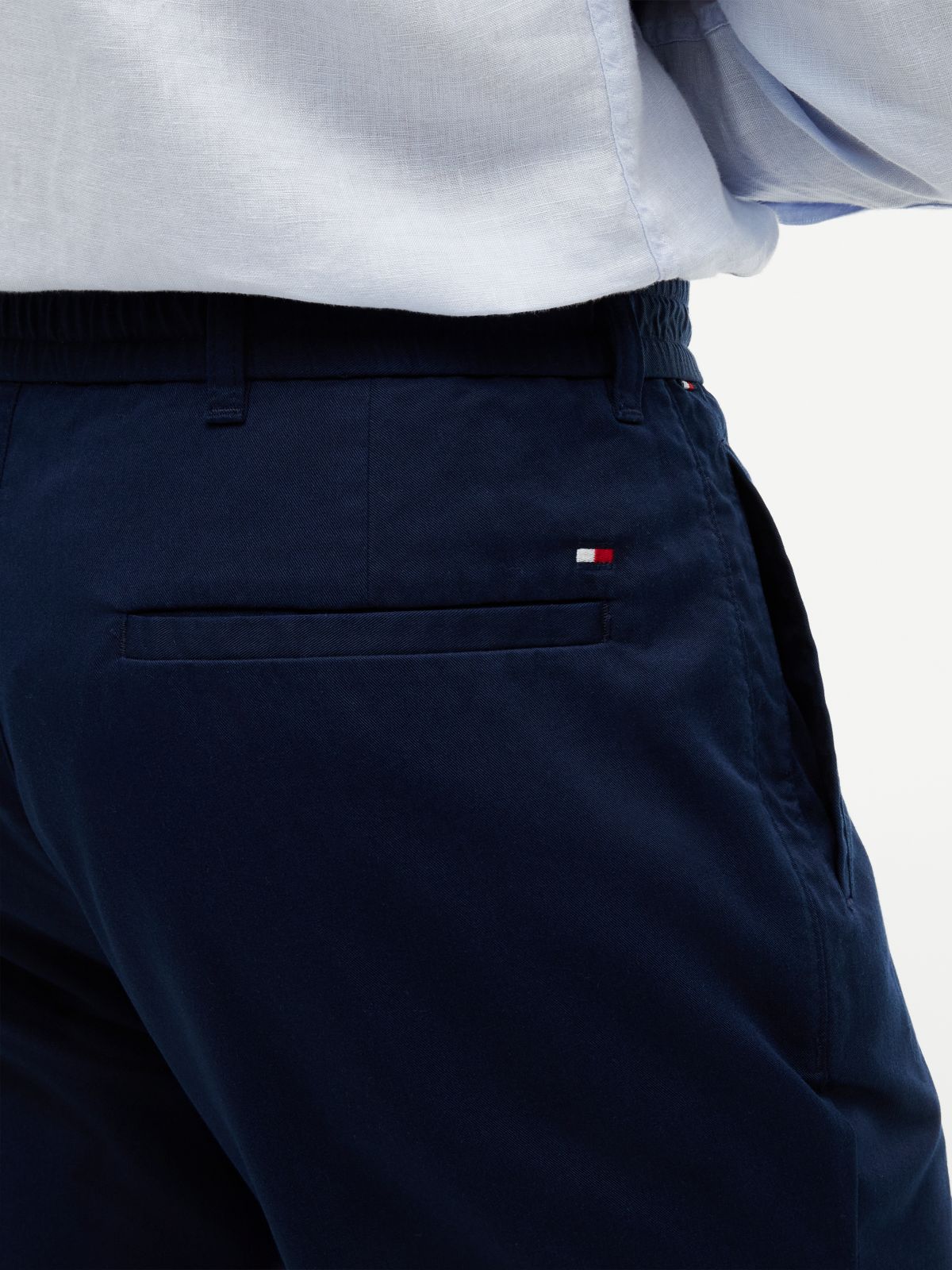 Dover Regular Straight Elasticated Lyocell Blend Chinos — Blue