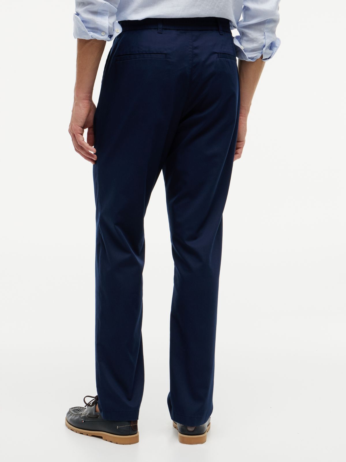 Dover Regular Straight Elasticated Lyocell Blend Chinos — Blue