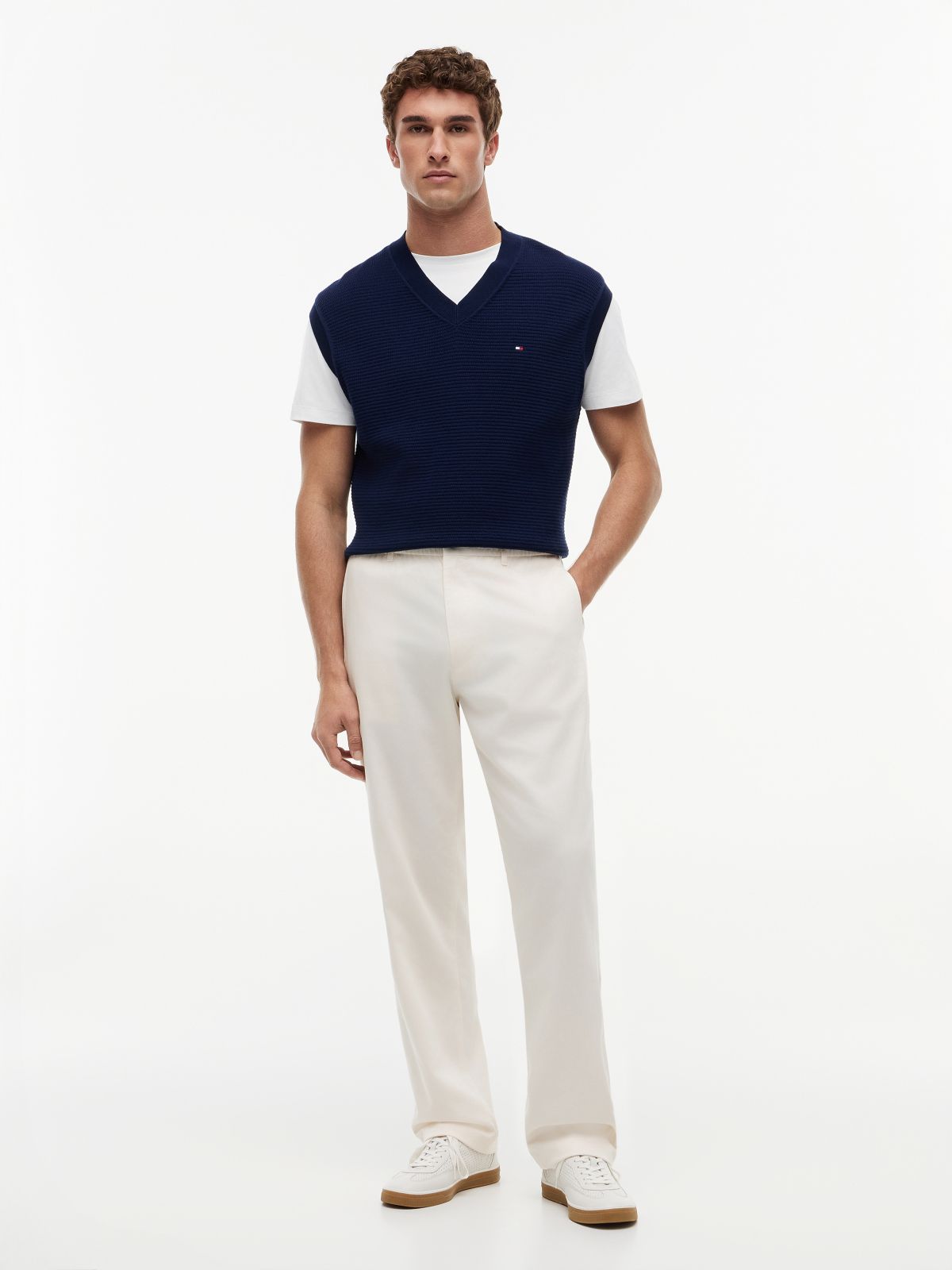 Dover Regular Straight Elasticated Lyocell Blend Chinos — Beige