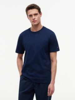 Chain-Stitch Graphic Jersey T-Shirt — Blue 1