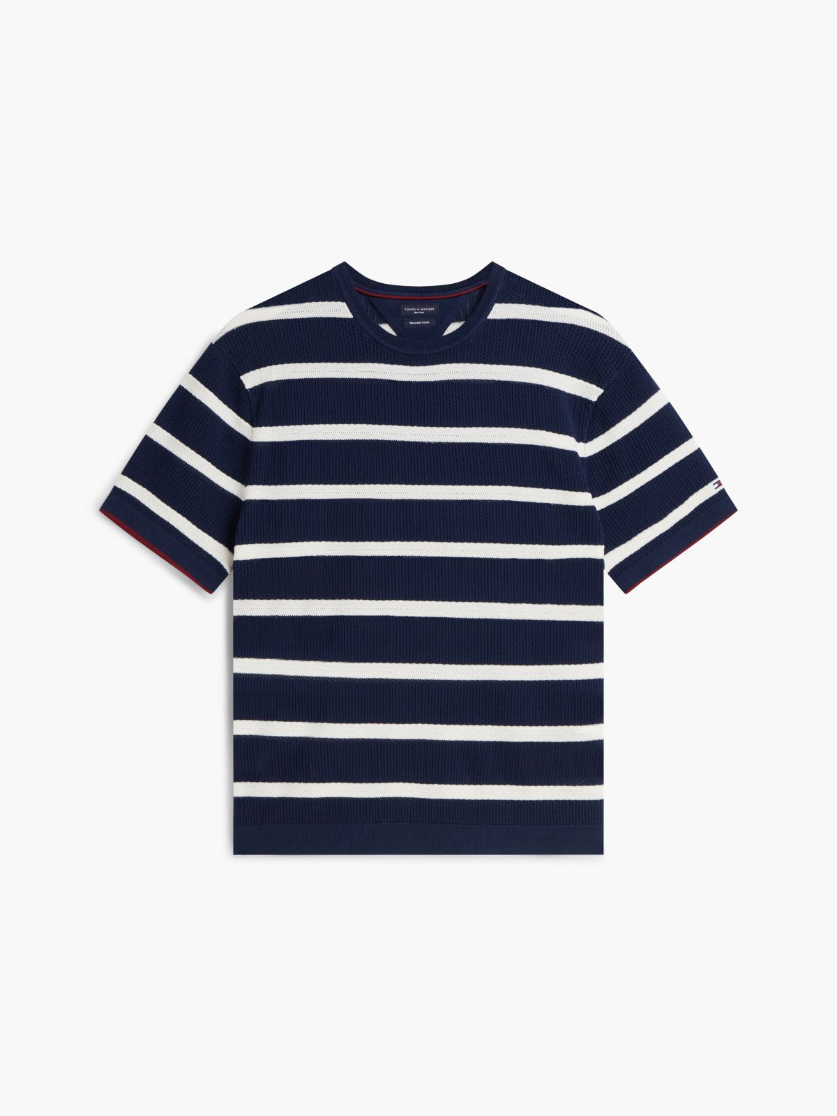 New York Label Breton Stripe Knit Relaxed T-Shirt — Blue