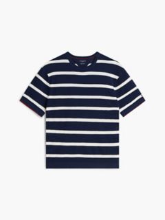 New York Label Breton Stripe Knit Relaxed T-Shirt — Blue 5
