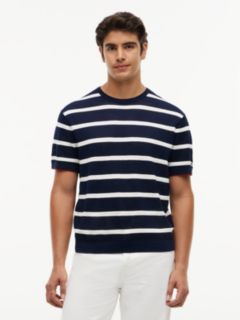 New York Label Breton Stripe Knit Relaxed T-Shirt — Blue 1