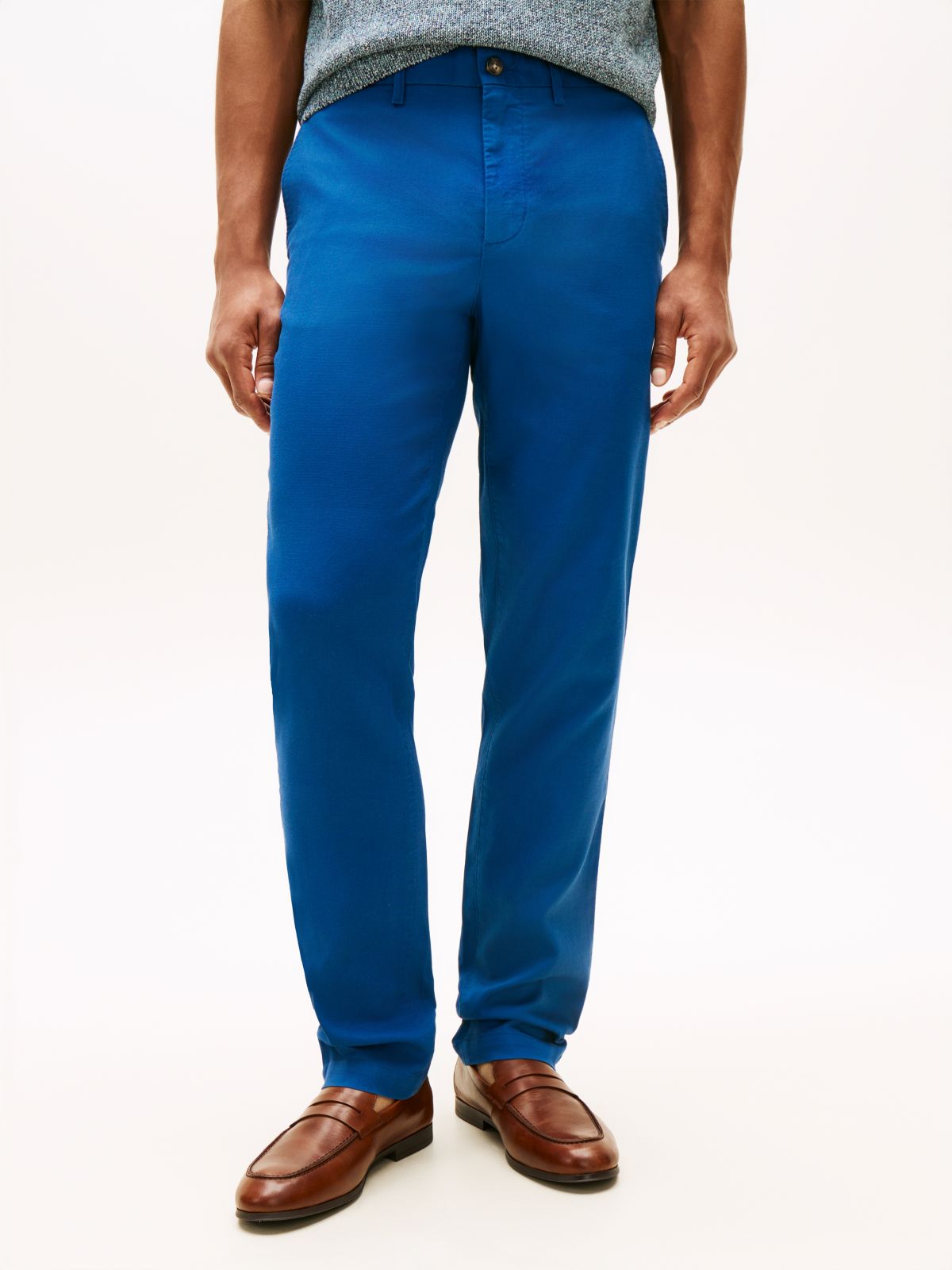 Dover Regular Straight Honeycomb Texture Chinos — Blue