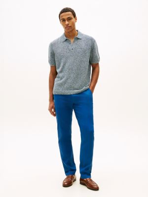 chino droit dover à texture alvéolée blue pour hommes tommy hilfiger