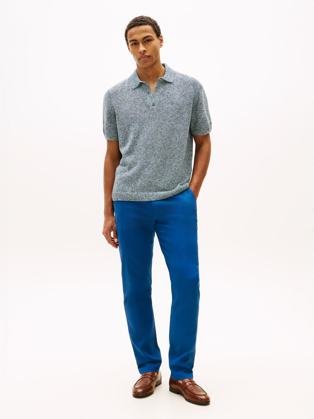 Dover Regular Straight Honeycomb Texture Chinos — Blue