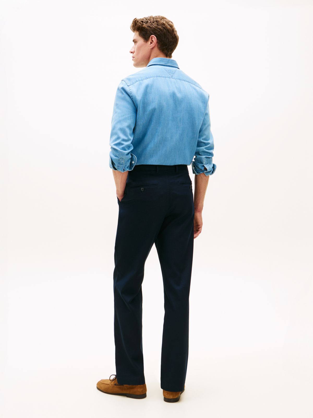 Dover Regular Straight Honeycomb Texture Chinos — Blue