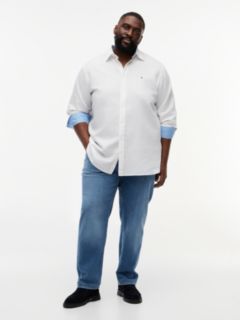Plus Regular Fit Linen Blend Button-Down Shirt — White 2