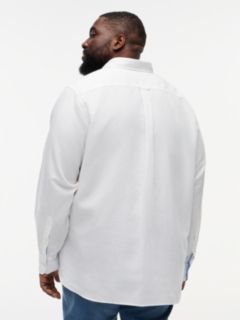 Plus Regular Fit Linen Blend Button-Down Shirt — White 4